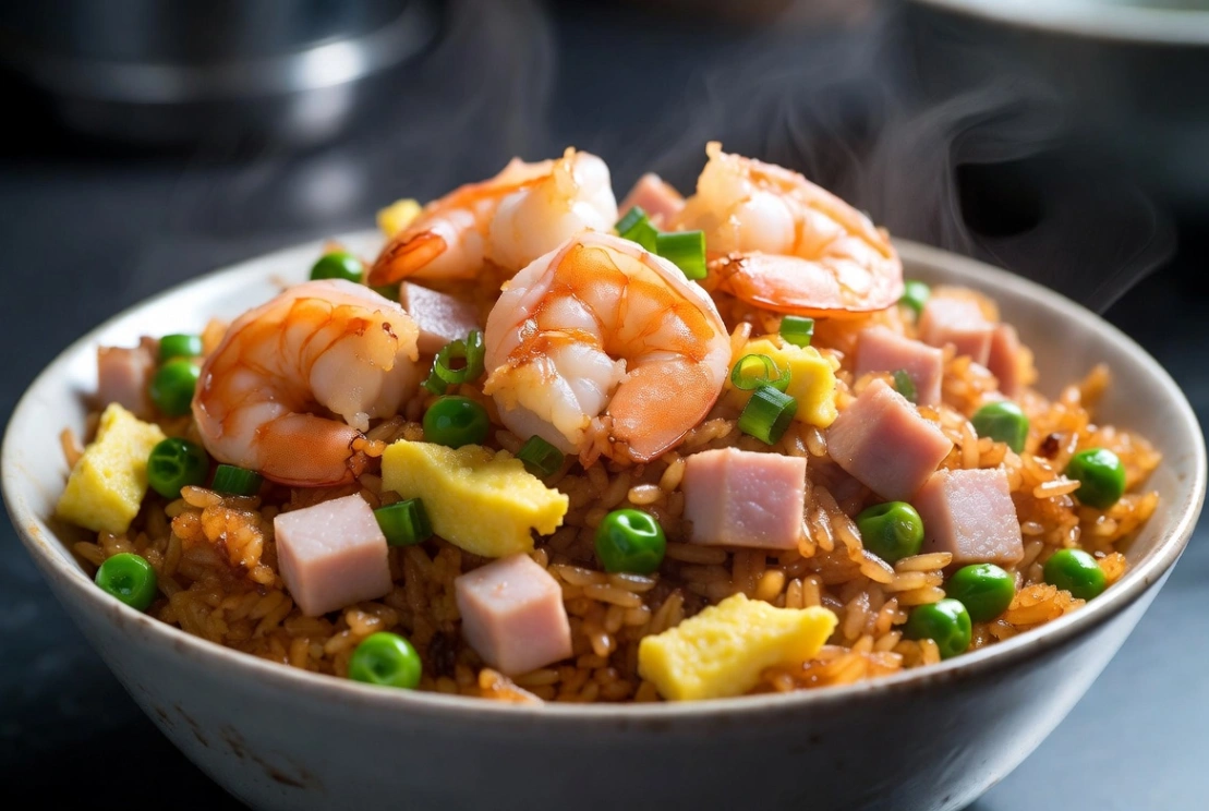 Plat : Riz cantonais aux crevettes