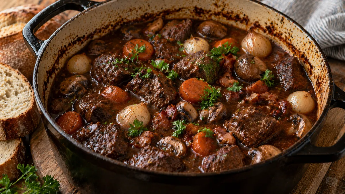 Plat : Bœuf bourguignon mijoté