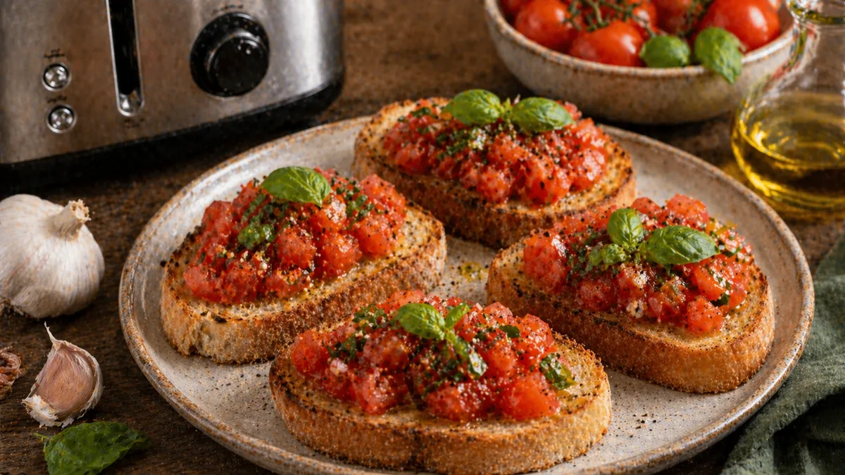Plat : Bruschetta tomates-basilic