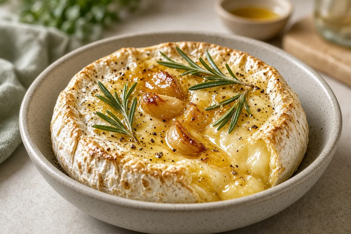 Plat : Camembert rôti à l’ail et au romarin