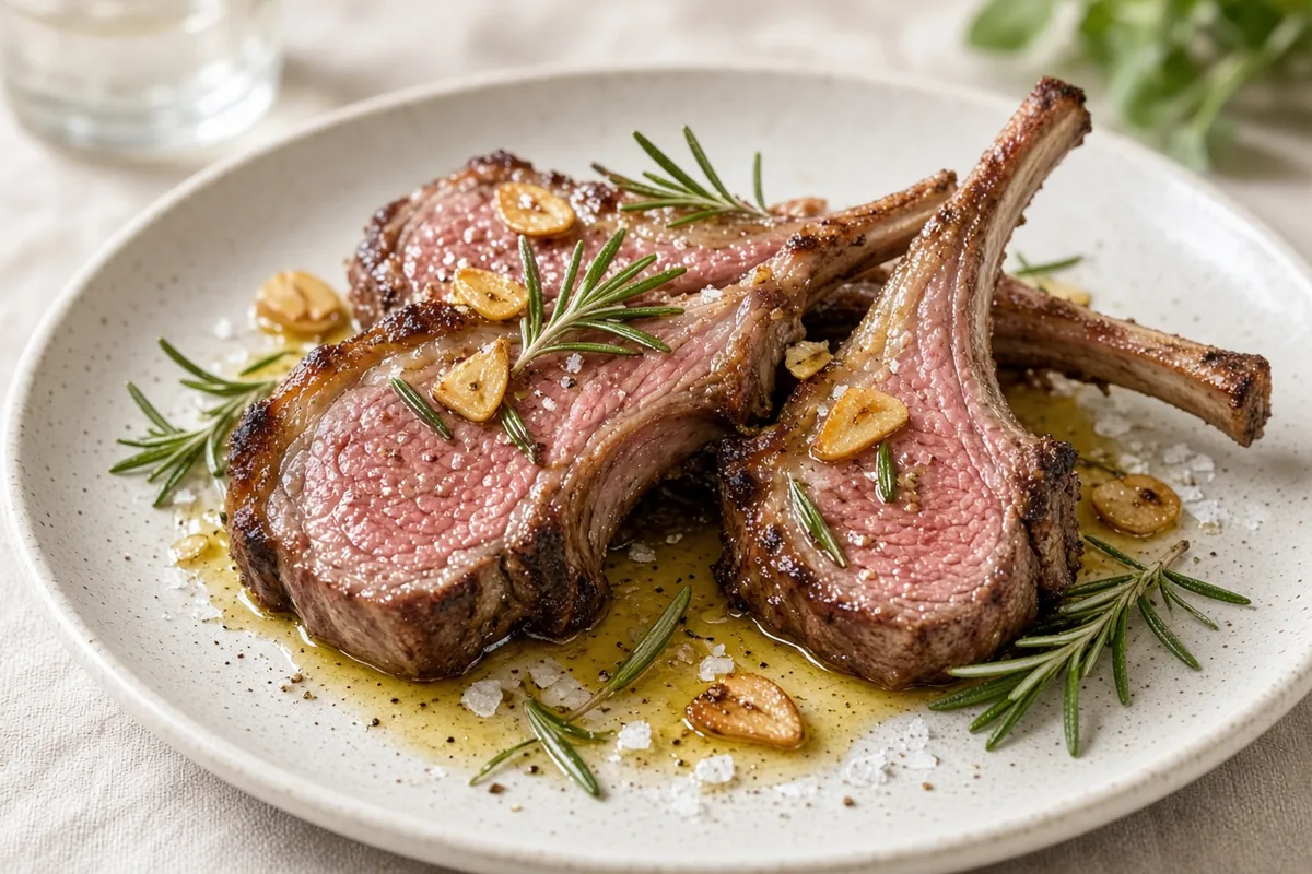 Côtes d’agneau sous vide ail-romarin