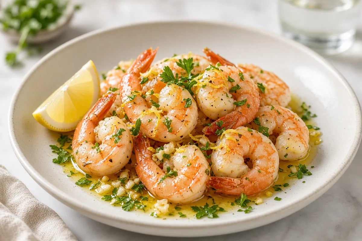 Plat : Crevettes sous vide ail-citron