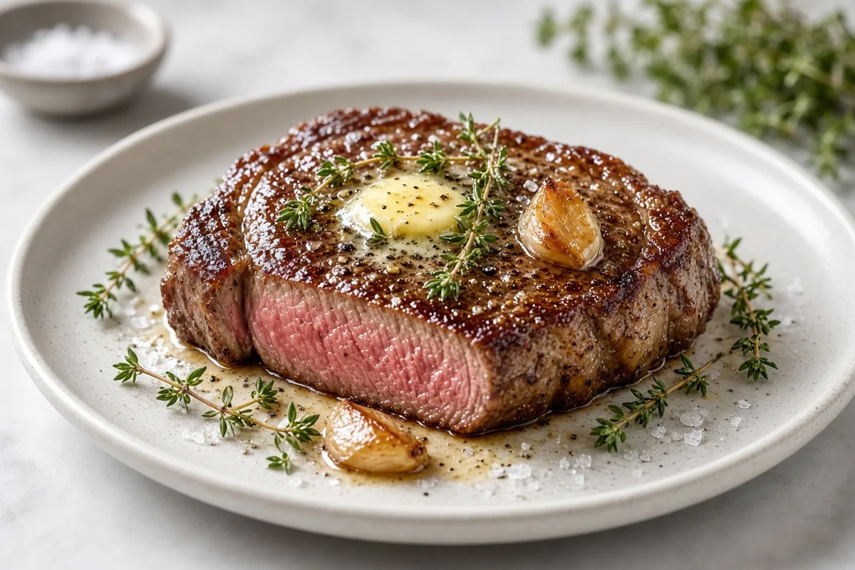 Plat : EntrecĂ´te sous vide beurre-thym