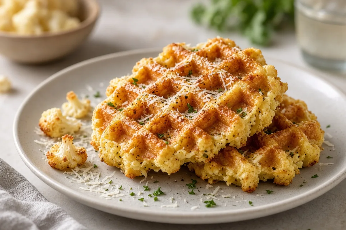 Plat : Gaufres de chou-fleur au parmesan