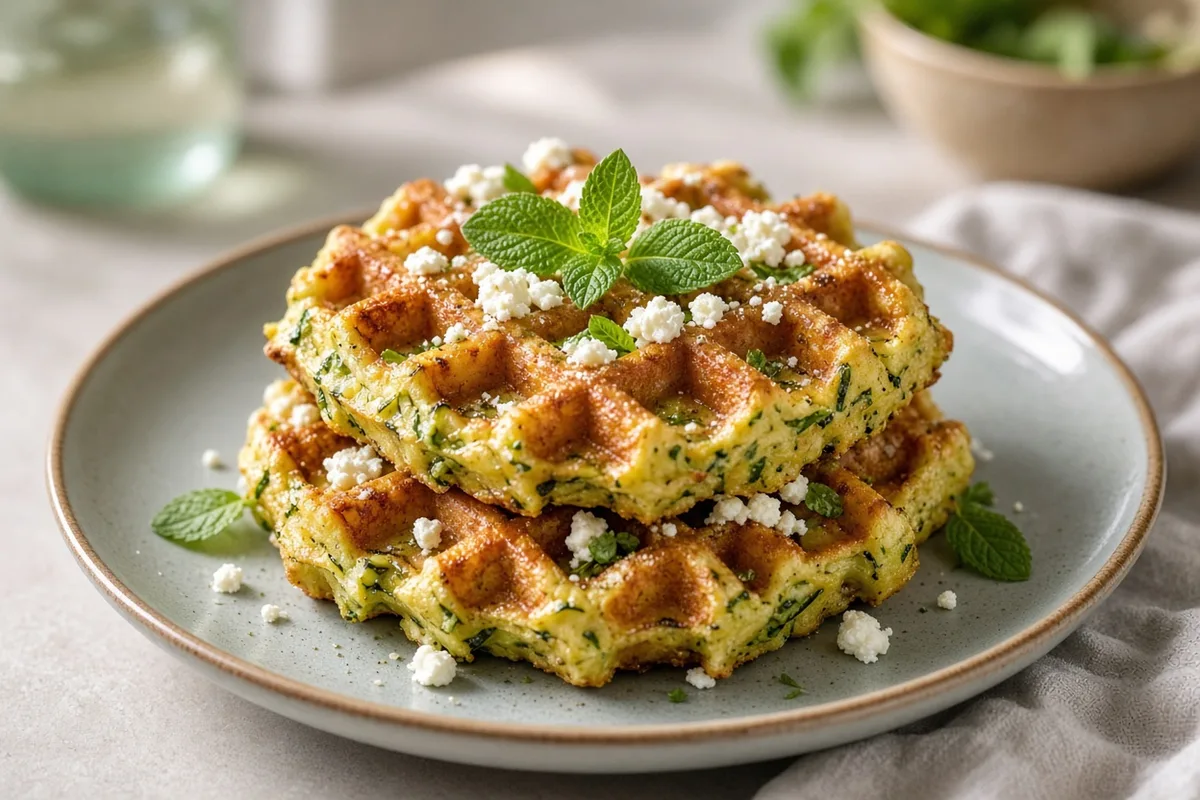 Plat : Gaufres de courgette à la feta