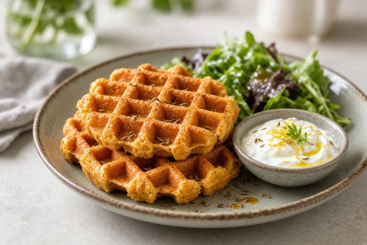 Plat : Gaufres de patate douce au cumin