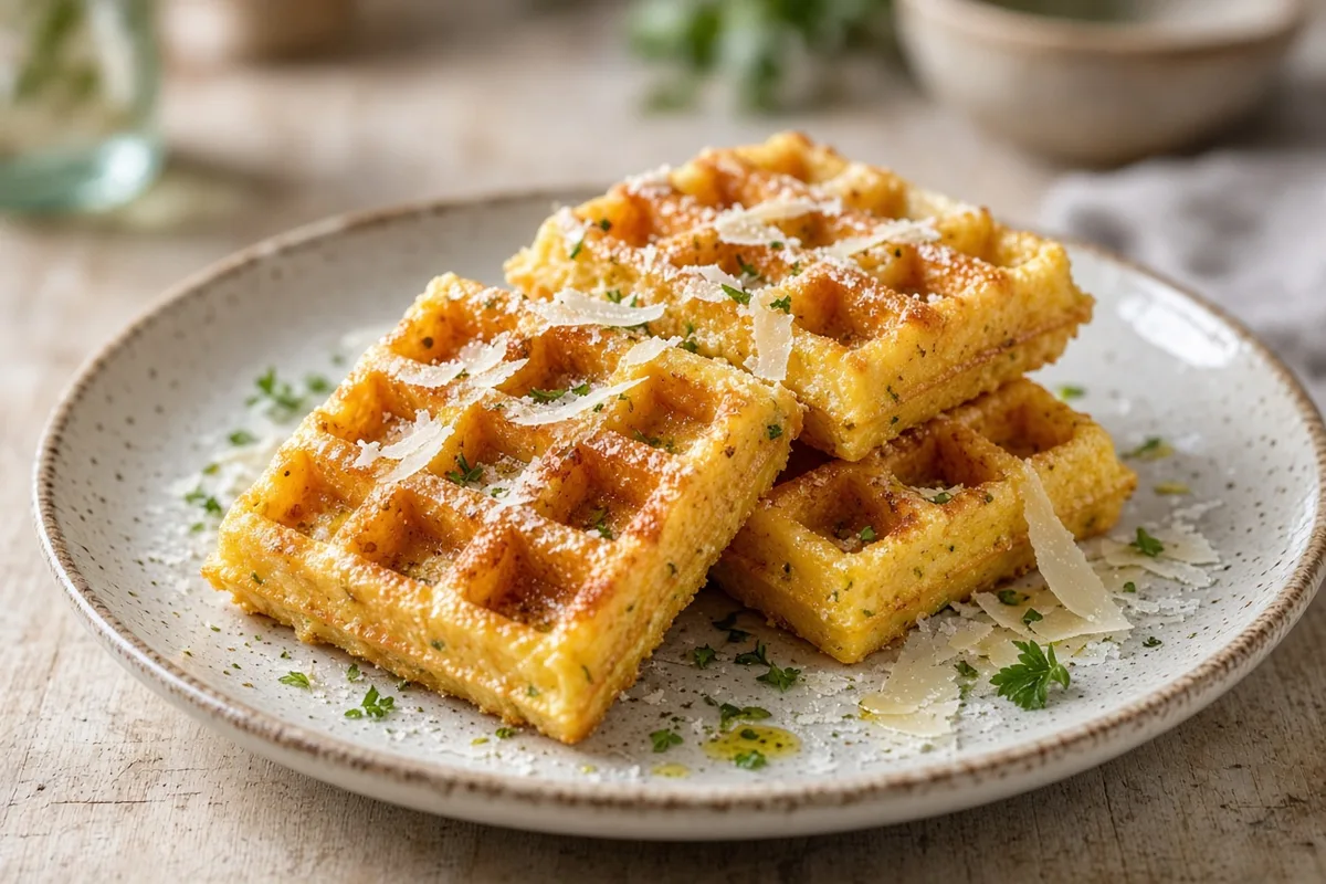 Plat : Gaufres de polenta au parmesan