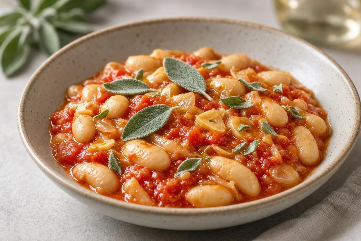 Plat : Haricots blancs tomate-sauge