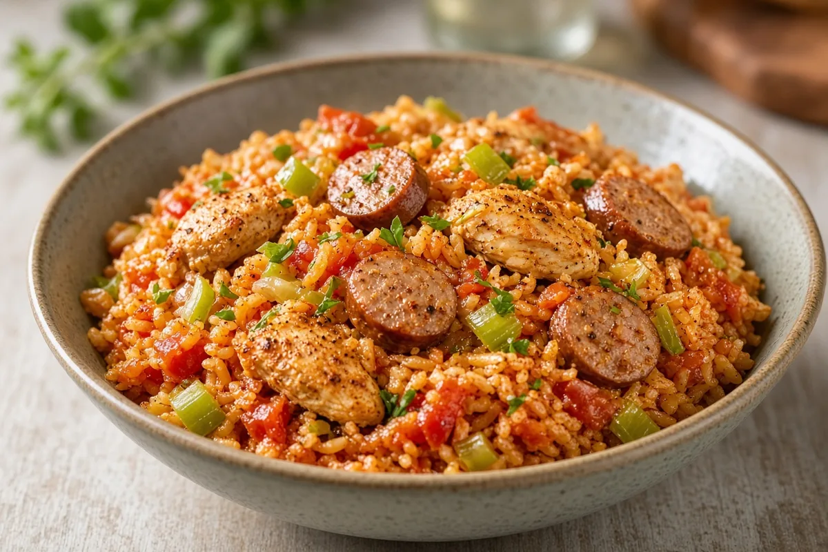 Plat : Jambalaya poulet-saucisse