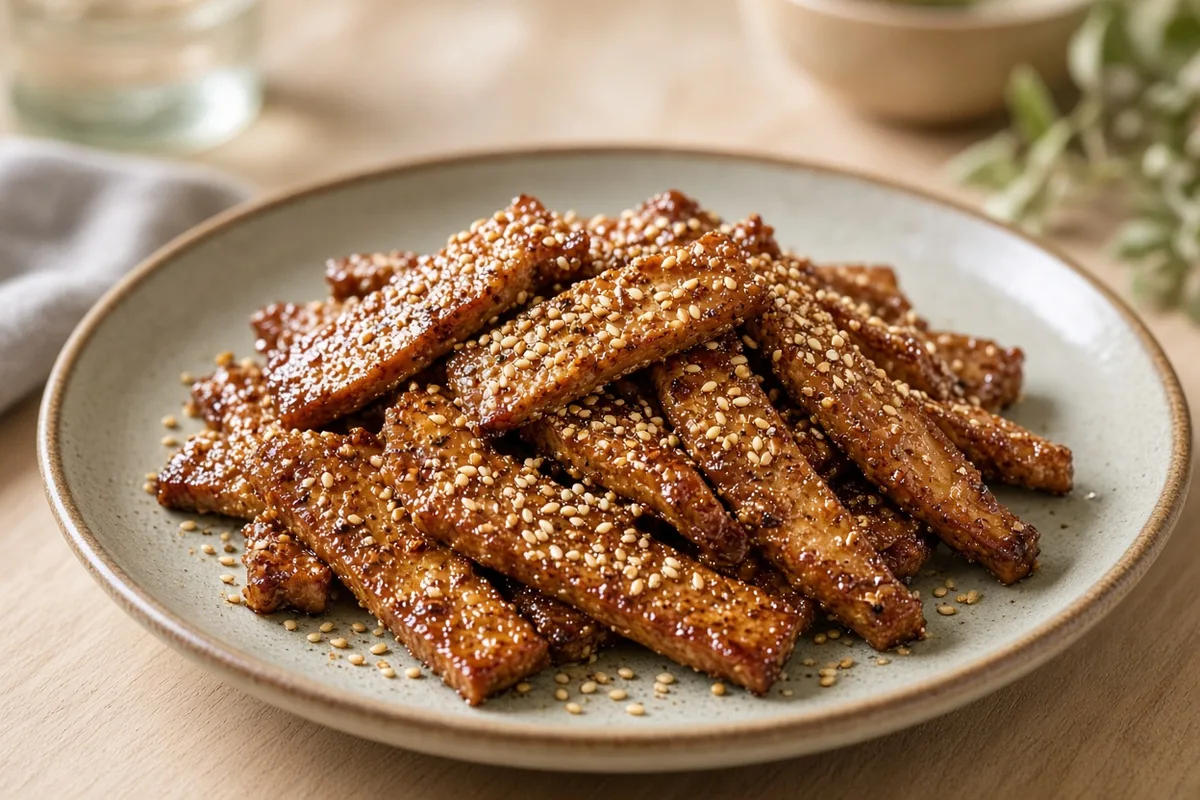 Plat : Jerky de tofu fumé soja-sésame