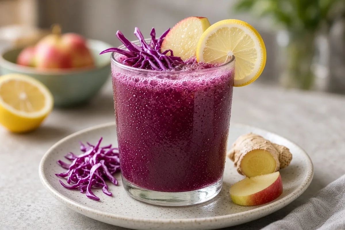 Plat : Jus chou rouge-pomme-citron