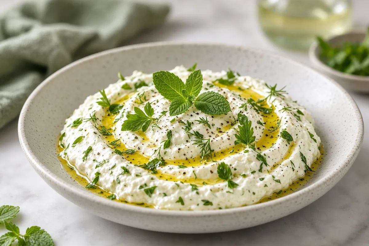 Plat : Labneh crémeux aux herbes