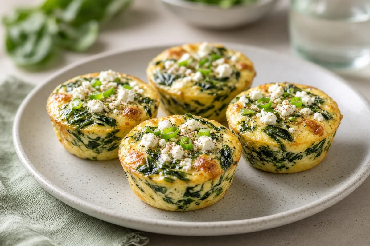 Plat : Mini-quiches sans pâte épinards-feta