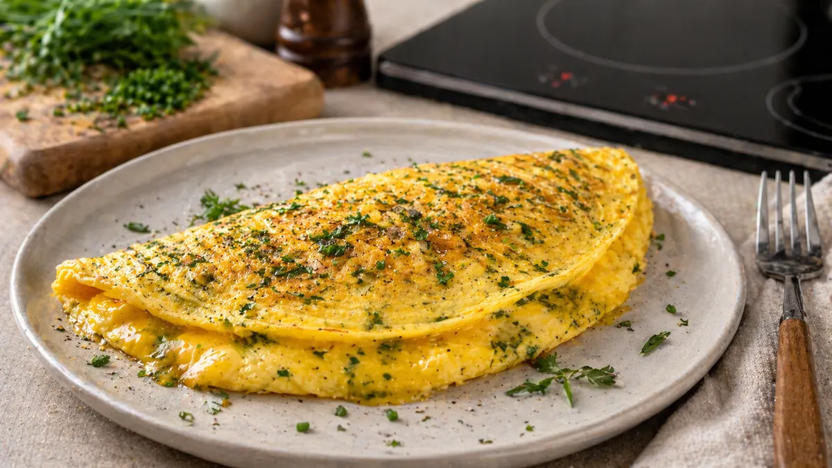 Plat : Omelette baveuse aux fines herbes