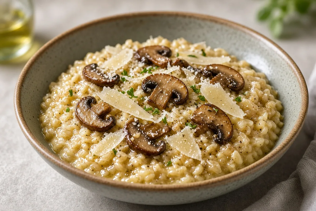 Plat : Orzotto aux champignons et parmesan
