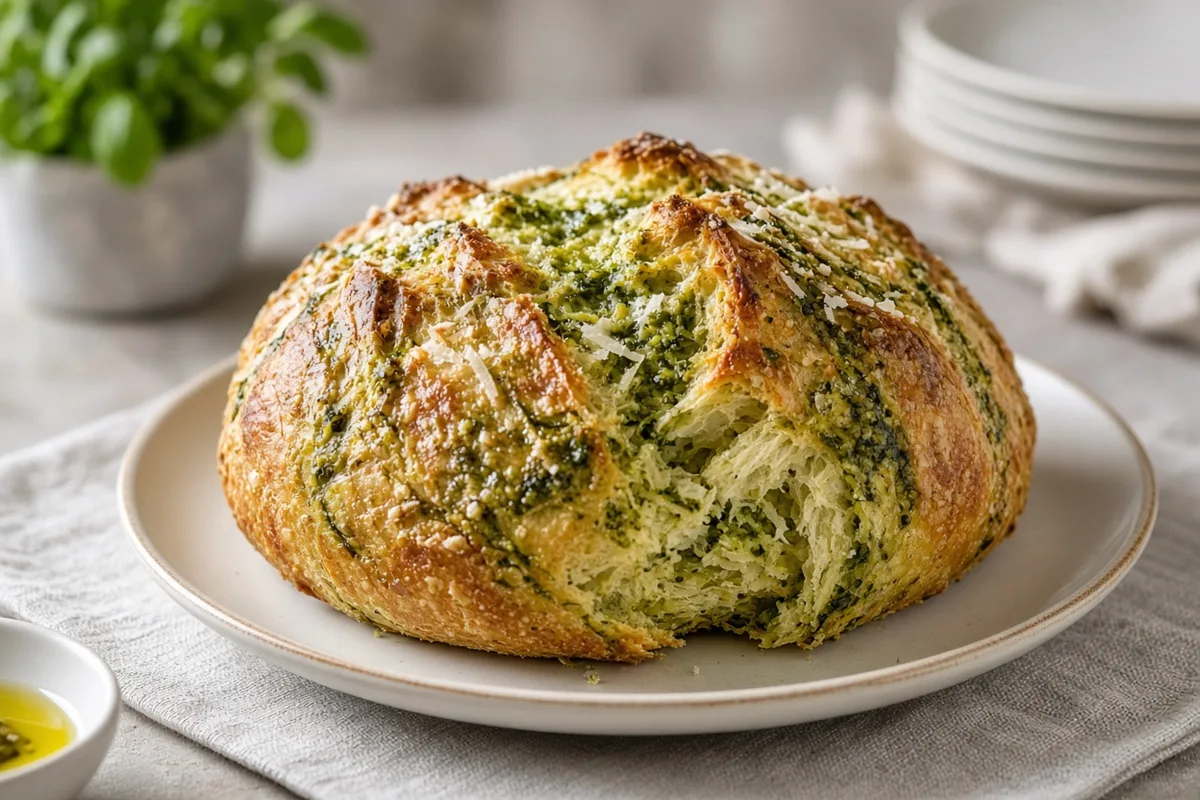 Plat : Pain au pesto et parmesan