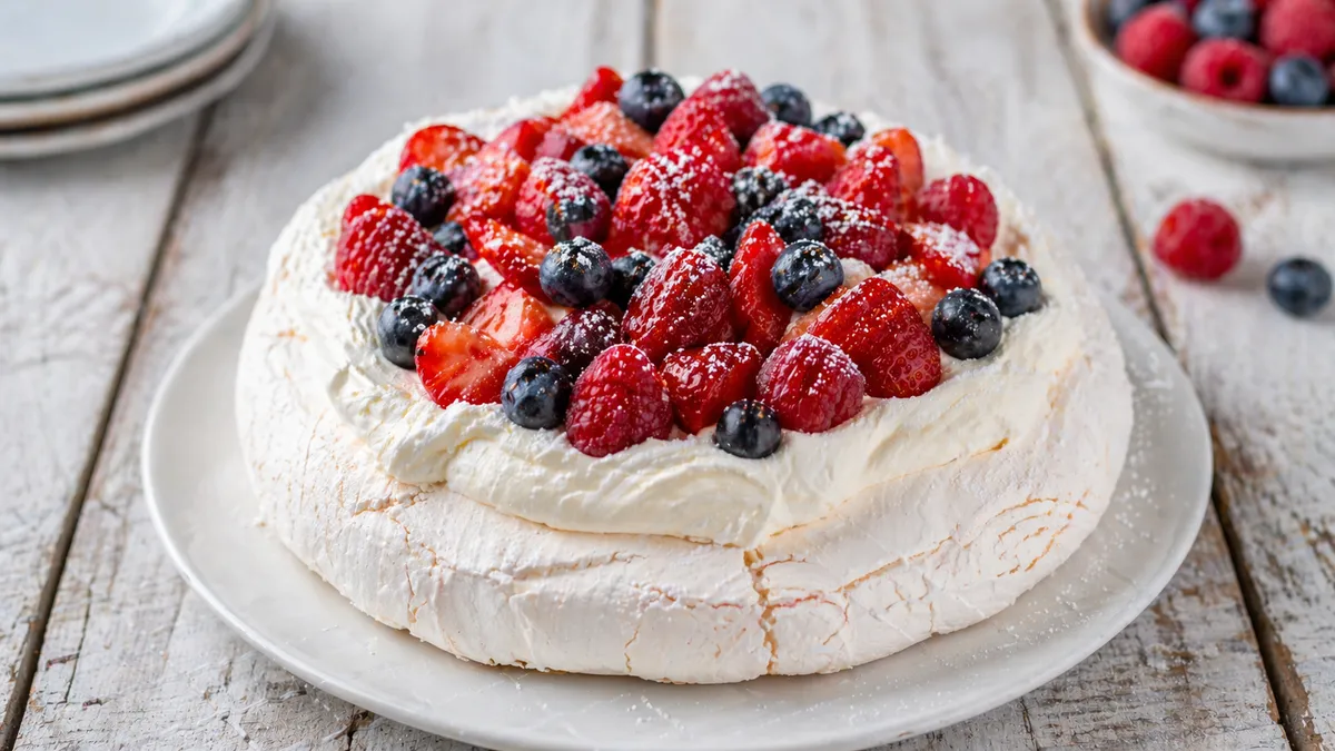 Plat : Pavlova aux fruits rouges