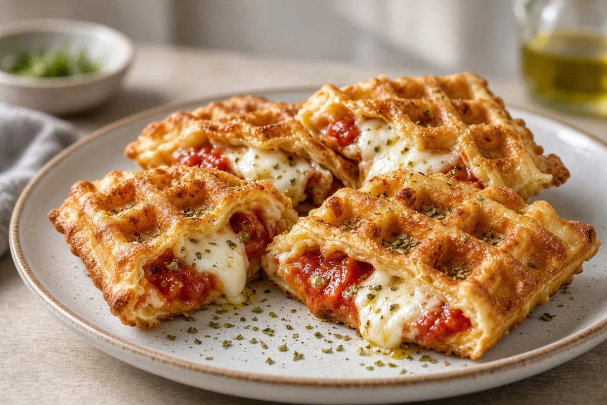 Plat : Pizza gaufrée mozzarella-tomate