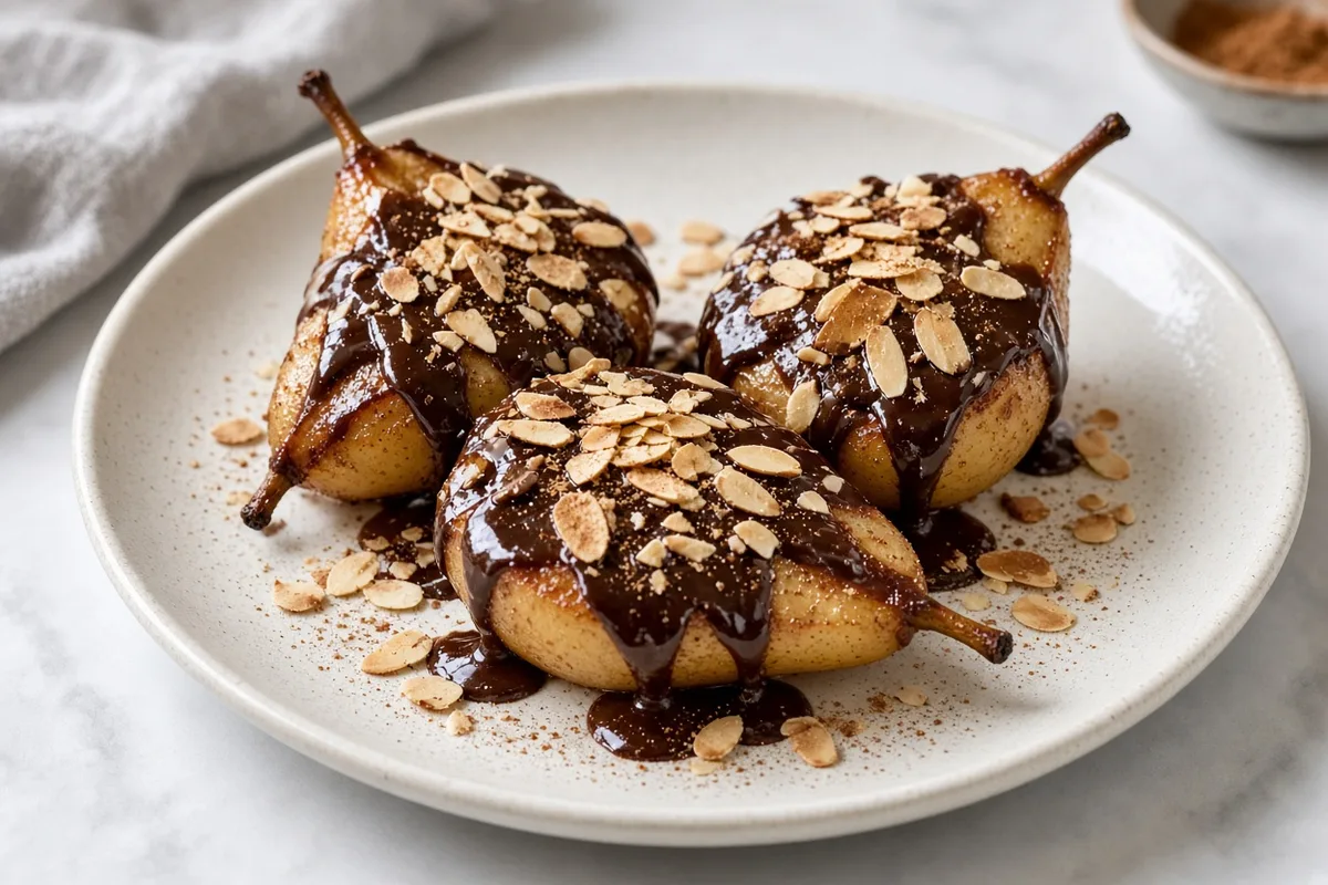 Plat : Poires chocolat-amandes express
