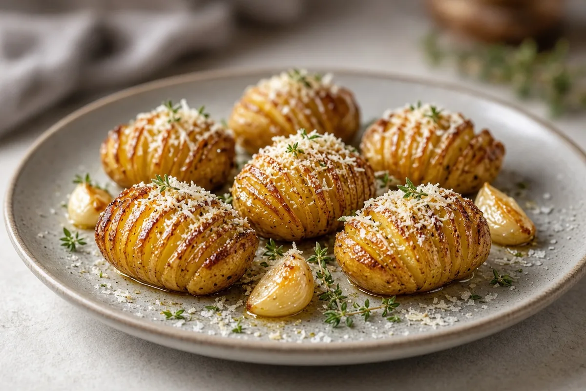 Plat : Pommes de terre Hasselback ail-parmesan