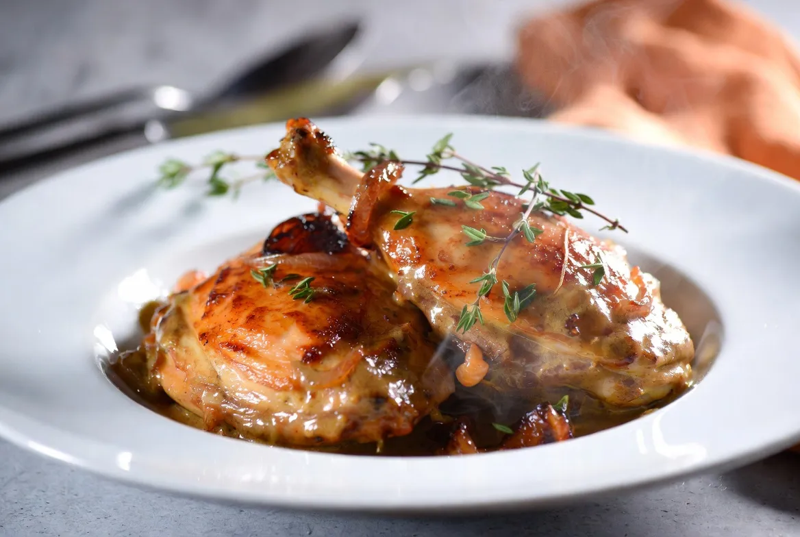 Plat : Poulet à la moutarde et crème