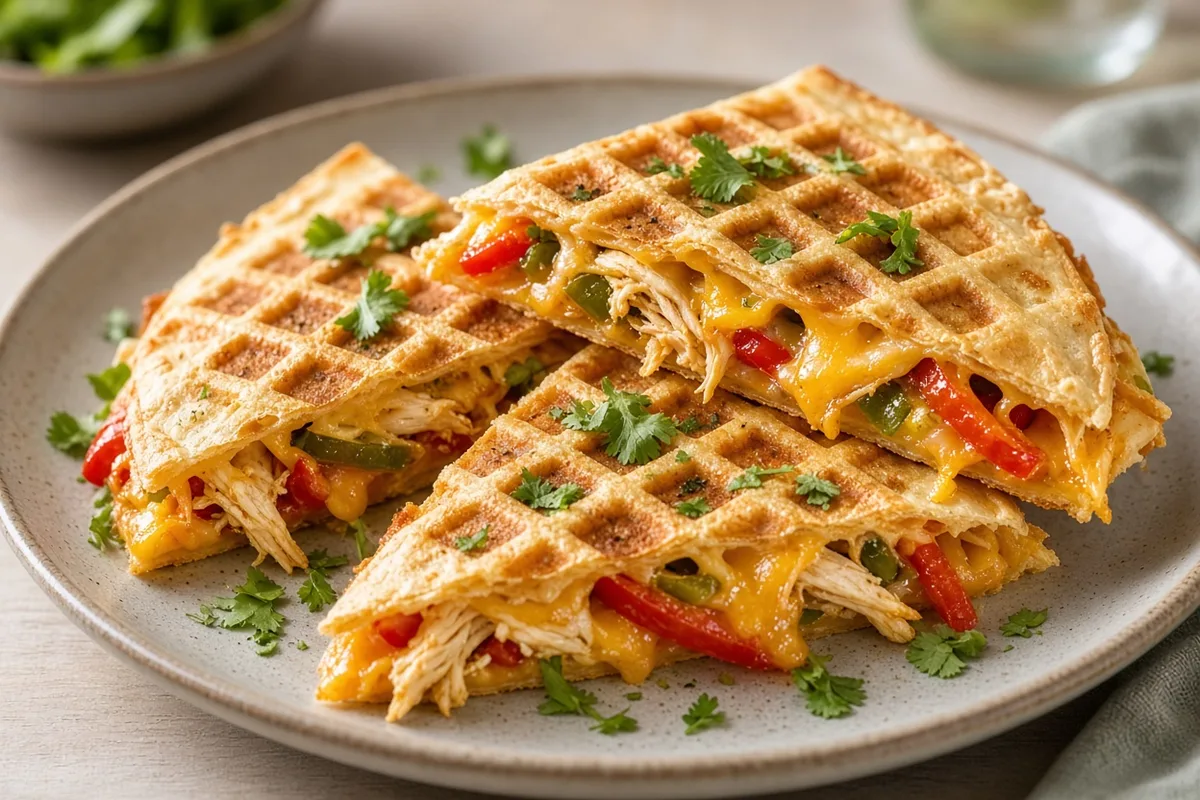 Plat : Quesadillas gaufrées poulet-fromage
