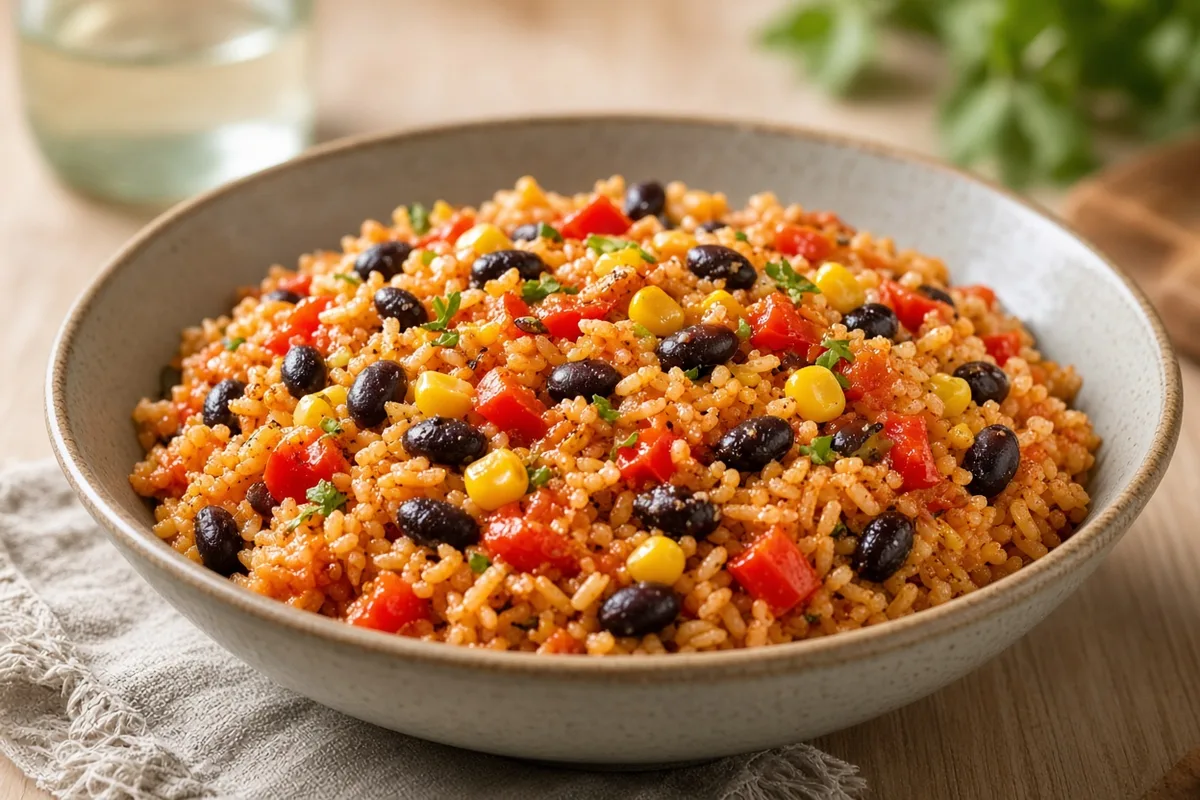 Plat : Riz mexicain tomate-haricots noirs