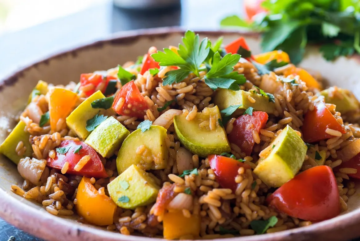 Plat : Riz pilaf aux légumes du soleil