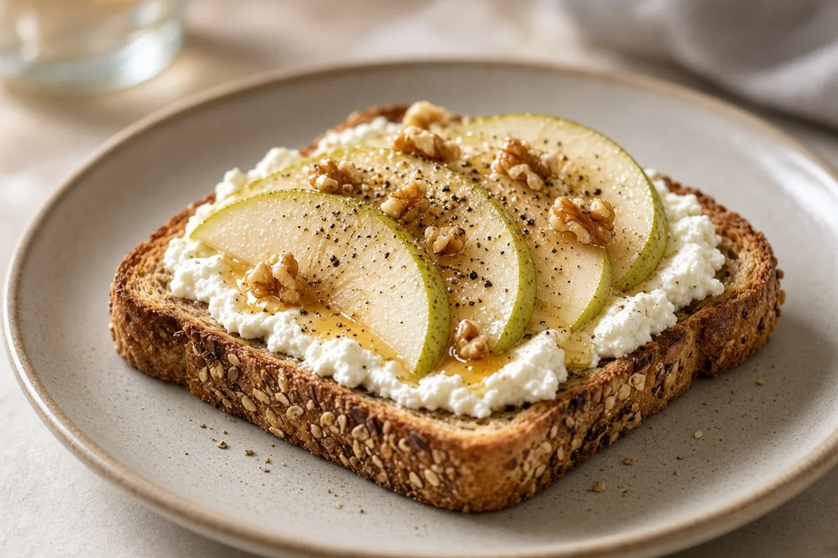 Plat : Toast ricotta-poire-miel